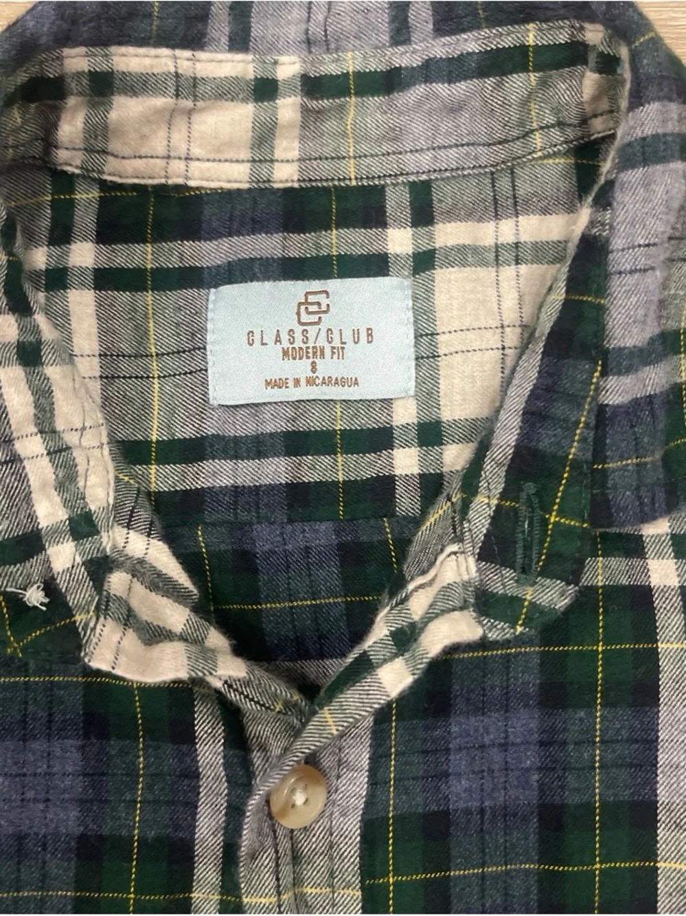 Boys Plaid Flannel Shirt Size M Green Navy